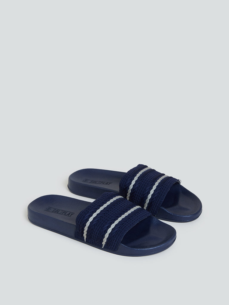 SOLEPLAY Navy Textured Slides